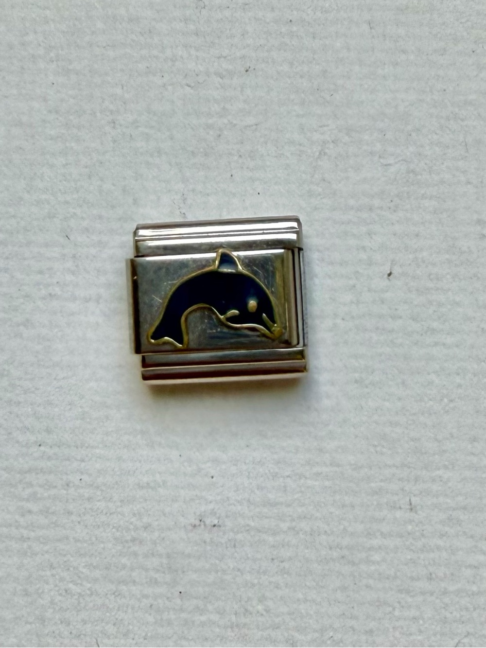 Silver Dolphin Charm Link - Stainless Steel Italian Charm